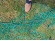 Gebruikt groen PE net  8mx1,6m maas 10cm, draad 4mm